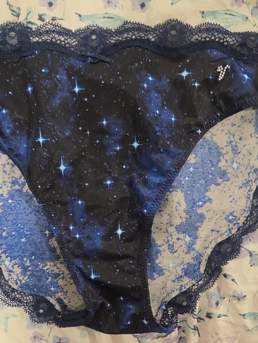 Lace-Trim Galaxy Print Panty - Navy Blue Victorias Secret